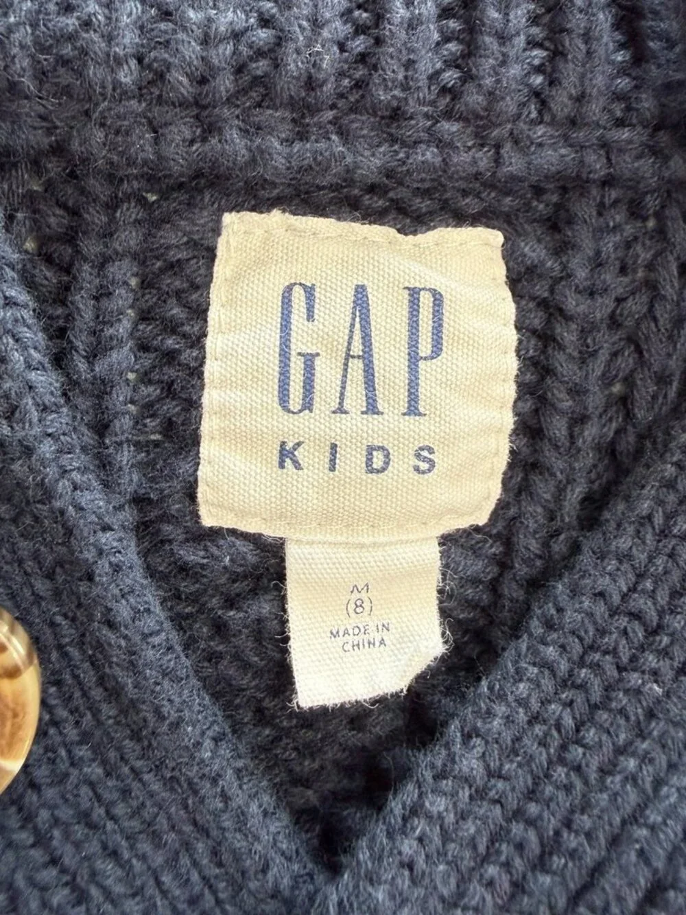 Gap Kids Cable Knit Mock Neck Henley Sweater Navy Blue Size M (8)